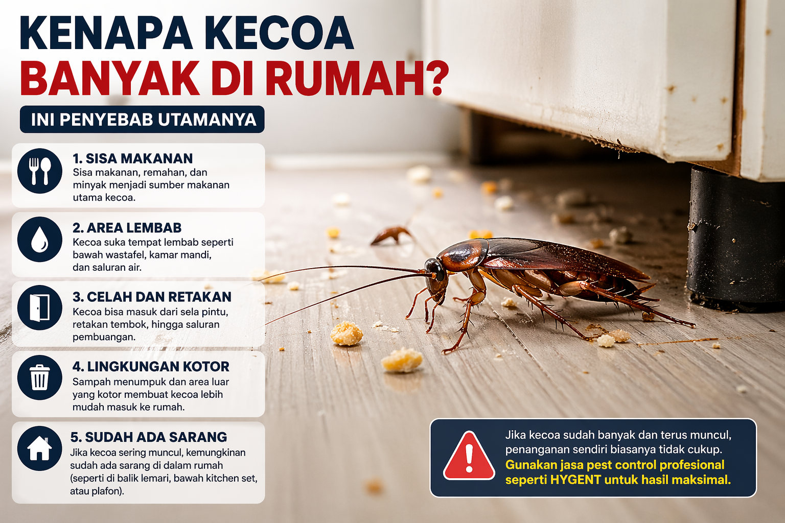 penyebab kecoa banyak di rumah