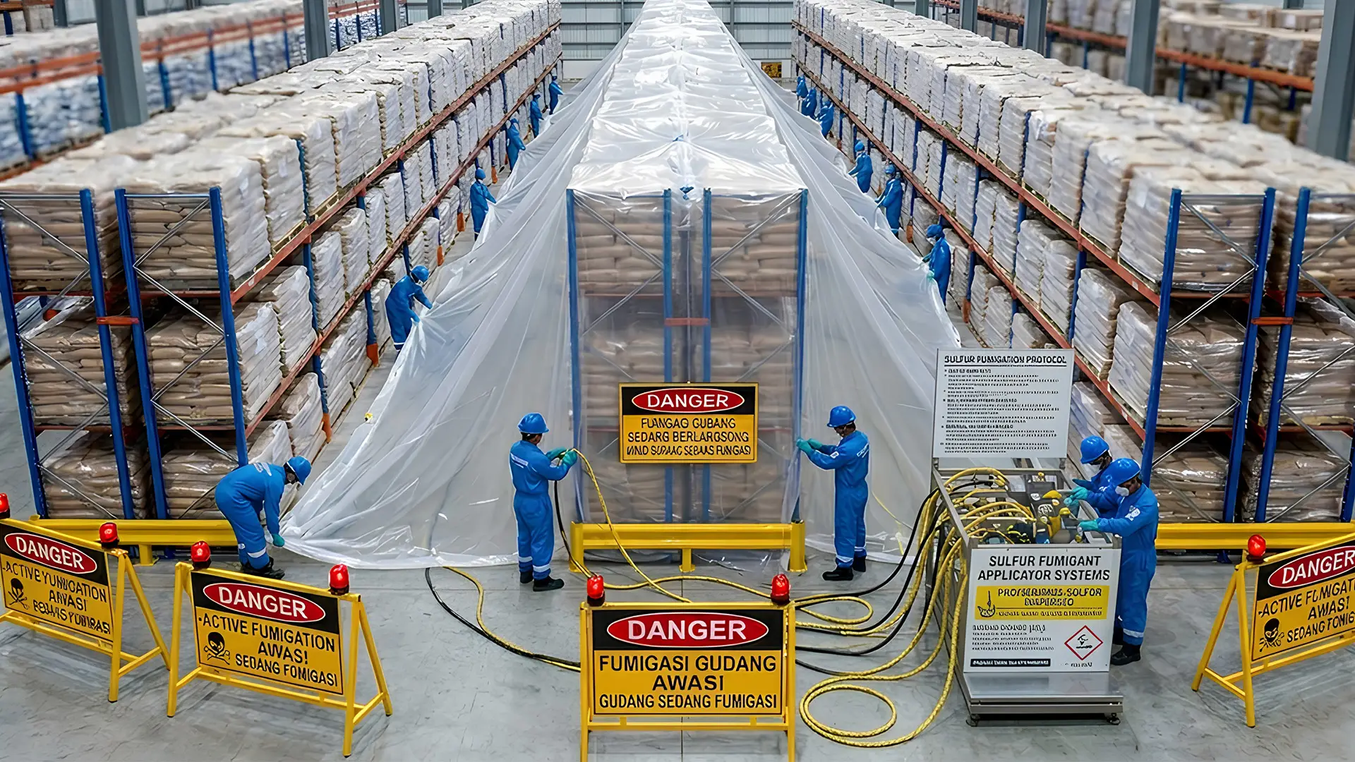 proses fumigasi gudang dan kontainer